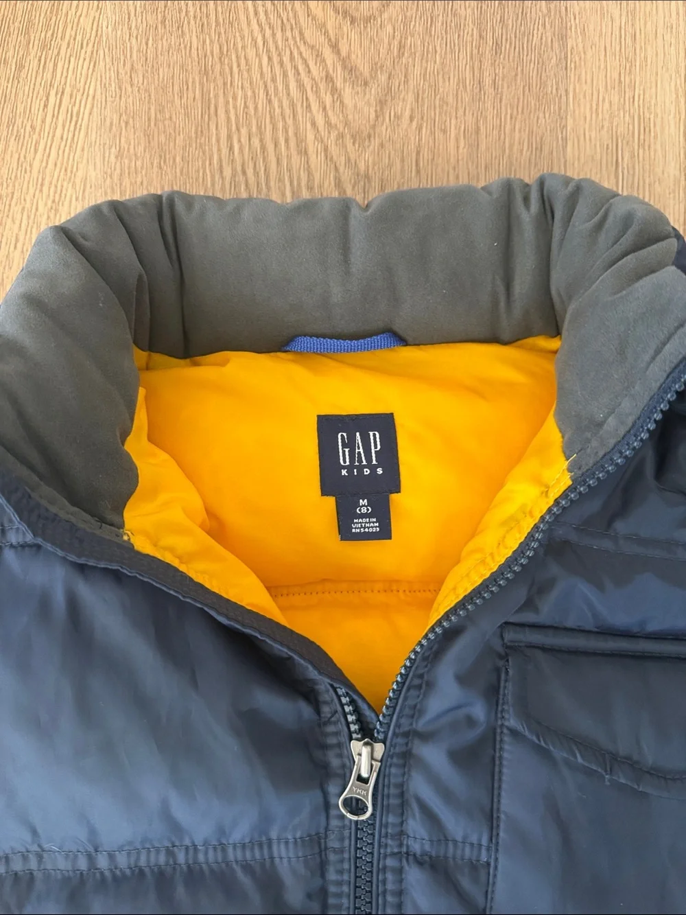 GAP Navy down Puffer Jacket with Yellow Lining